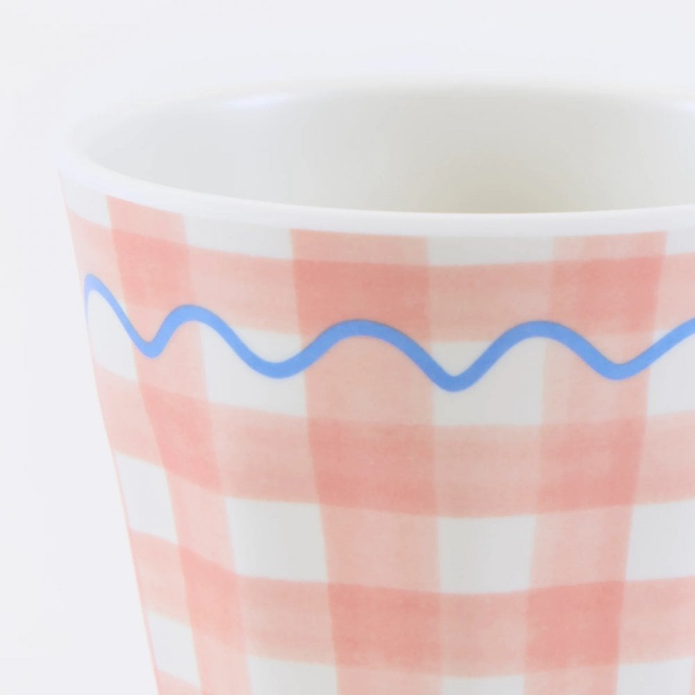 6 GINGHAM REUSABLE CUPS