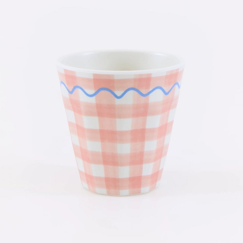6 GINGHAM REUSABLE CUPS