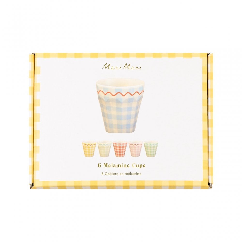 6 GINGHAM REUSABLE CUPS