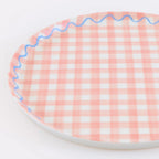 6 GINGHAM REUSABLE SMALL PLATES