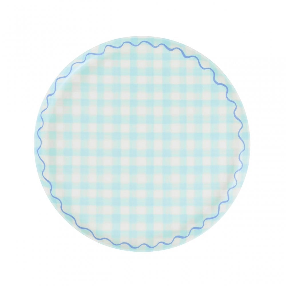 6 GINGHAM REUSABLE SMALL PLATES