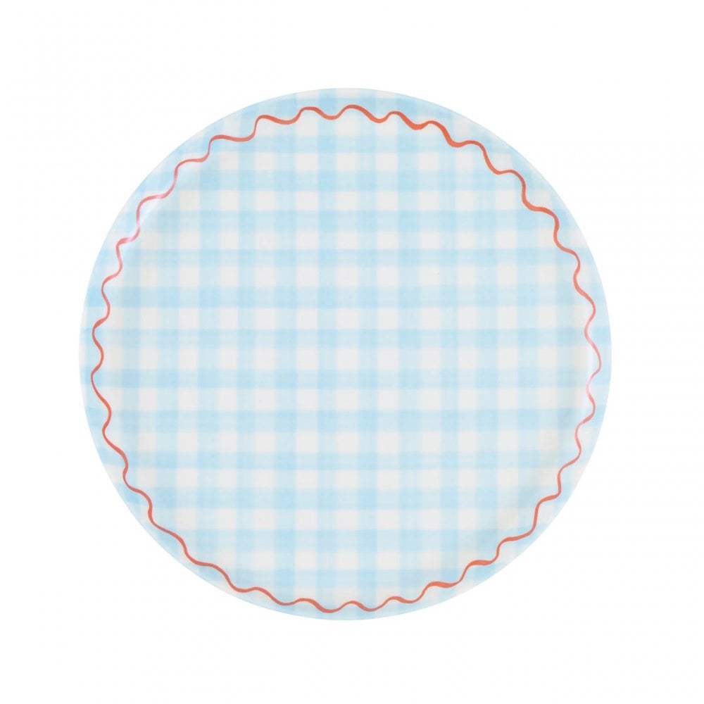 6 GINGHAM REUSABLE SMALL PLATES