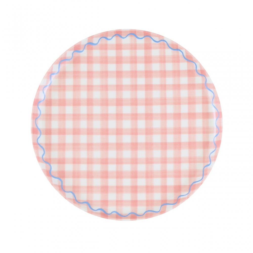 6 GINGHAM REUSABLE SMALL PLATES