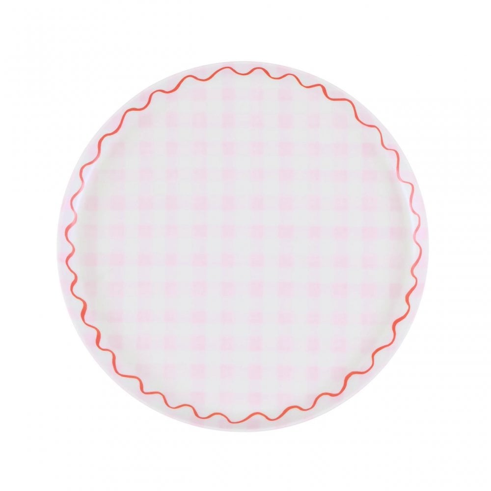 6 GINGHAM REUSABLE SMALL PLATES