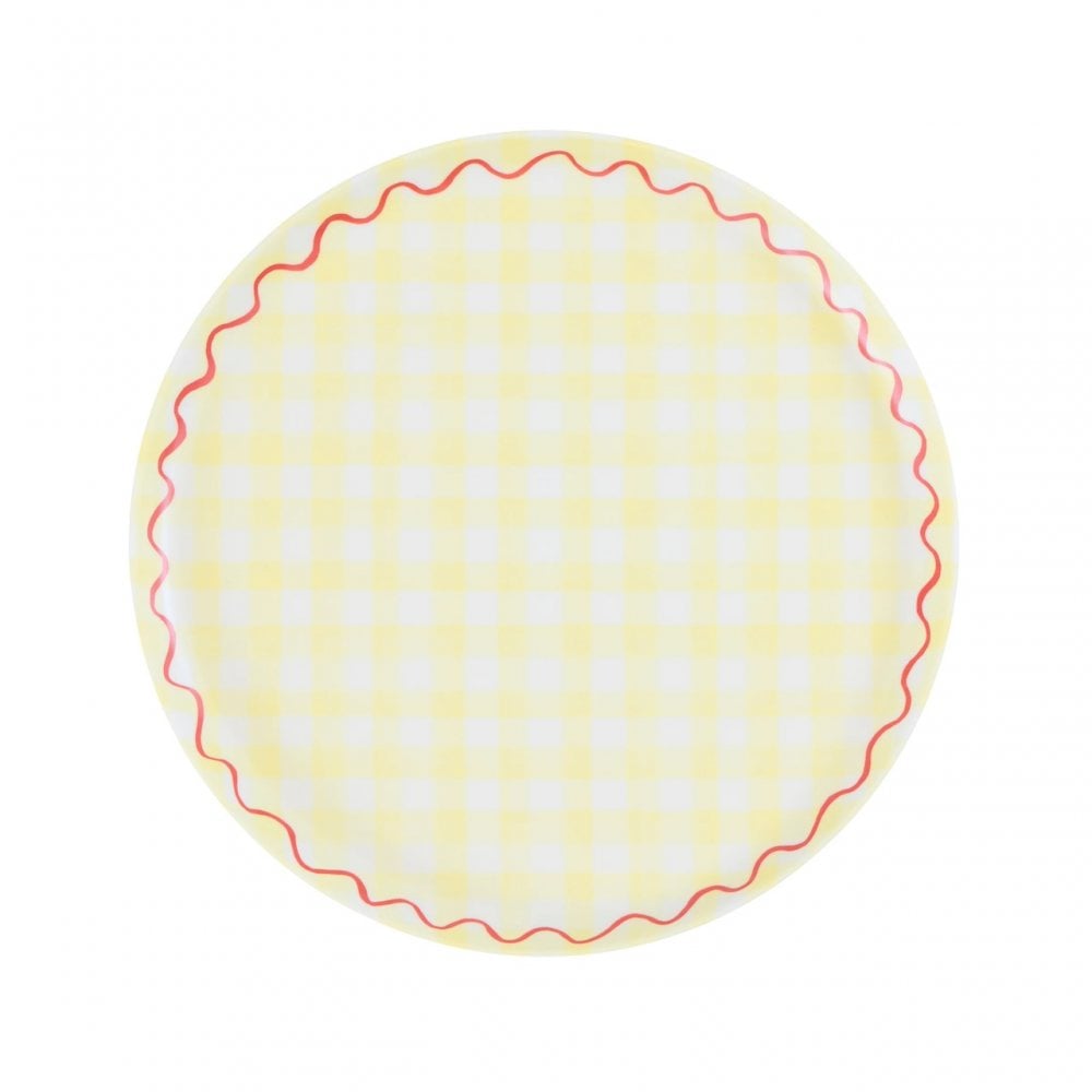 6 GINGHAM REUSABLE SMALL PLATES