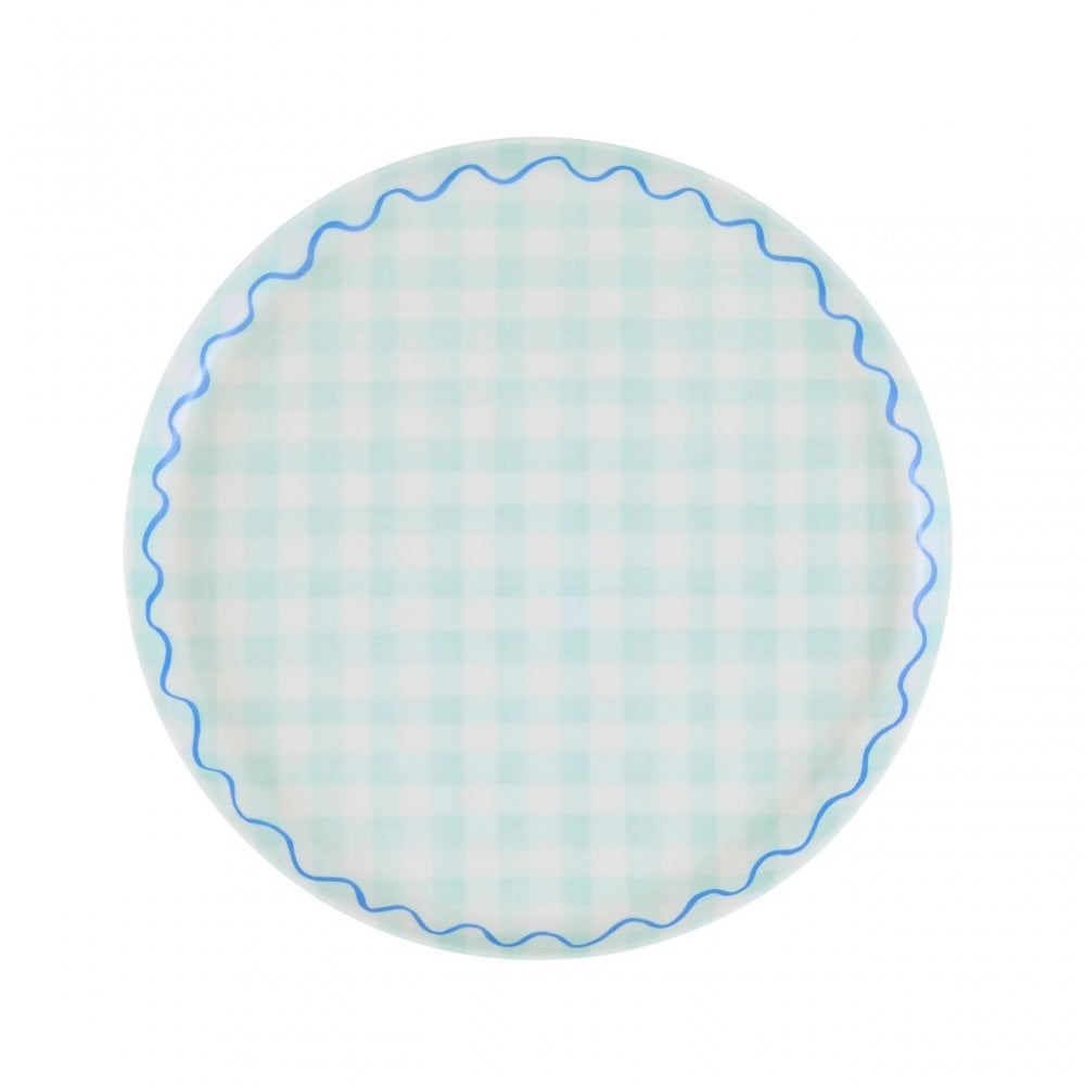6 GINGHAM REUSABLE SMALL PLATES