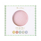 6 GINGHAM REUSABLE SMALL PLATES
