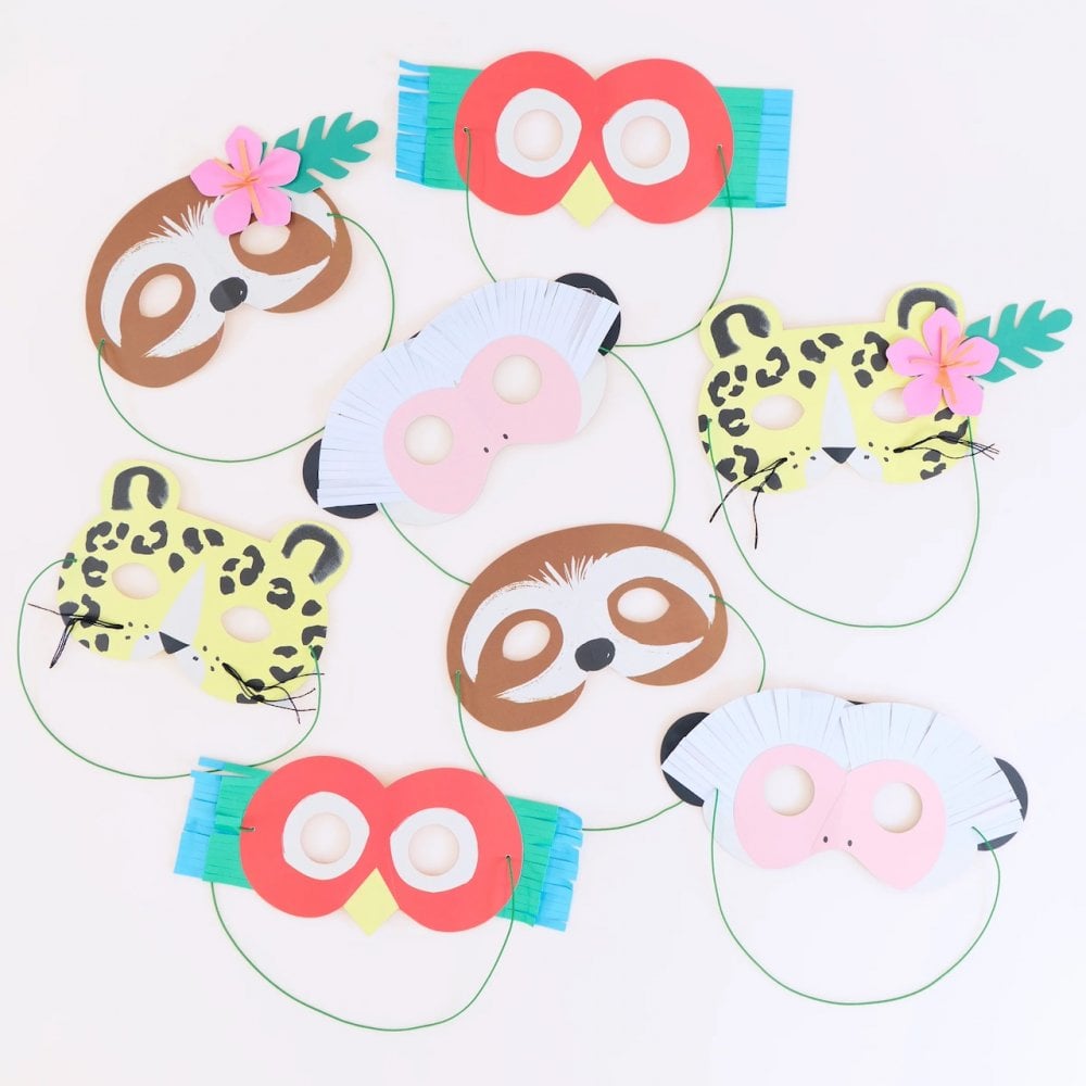 8 JUNGLE JAMBOREE PARTY MASKS