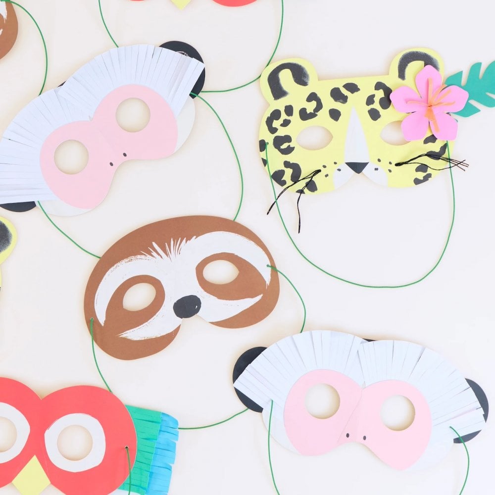 8 JUNGLE JAMBOREE PARTY MASKS