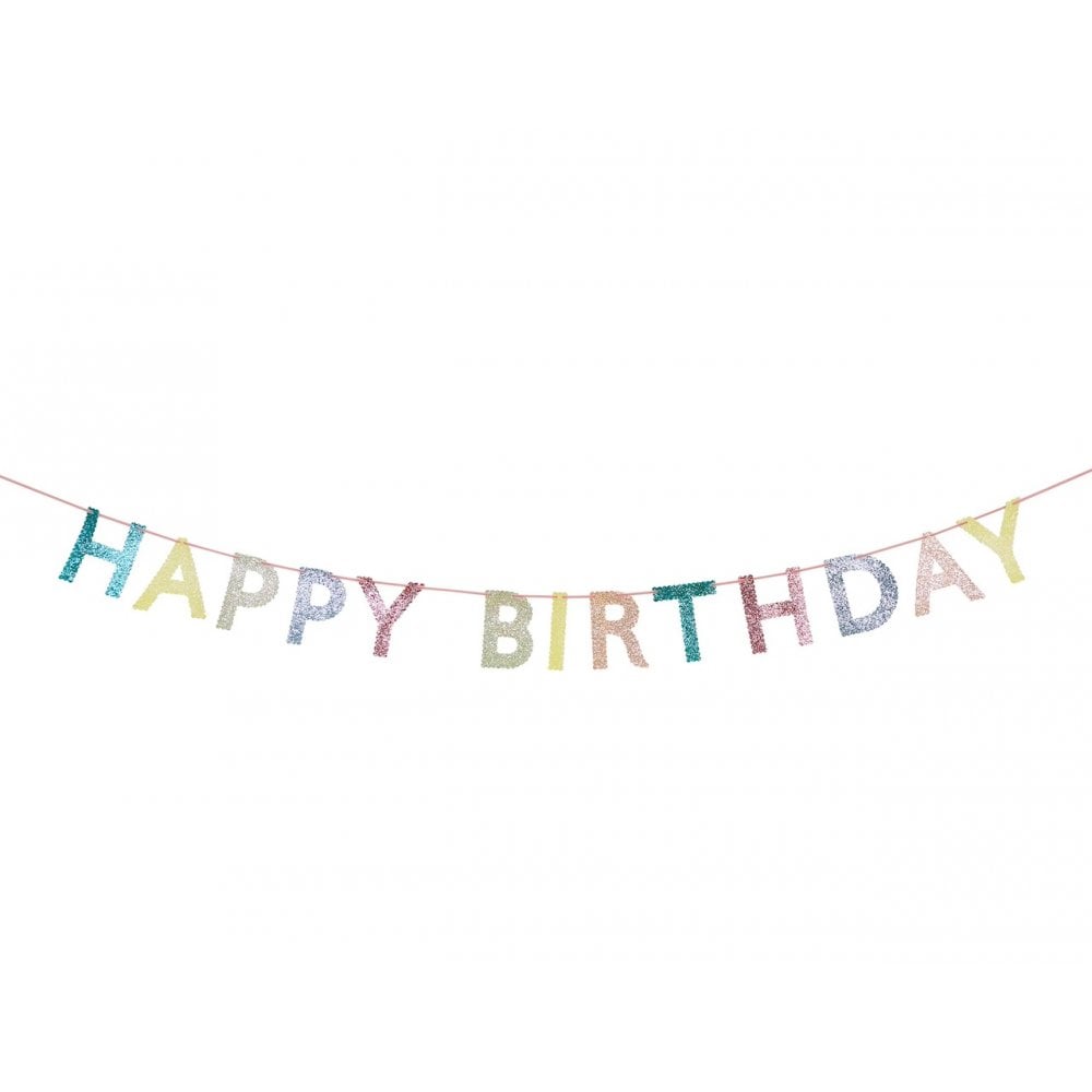 HAPPY BIRTHDAY GARLAND - MIXED GLITTER