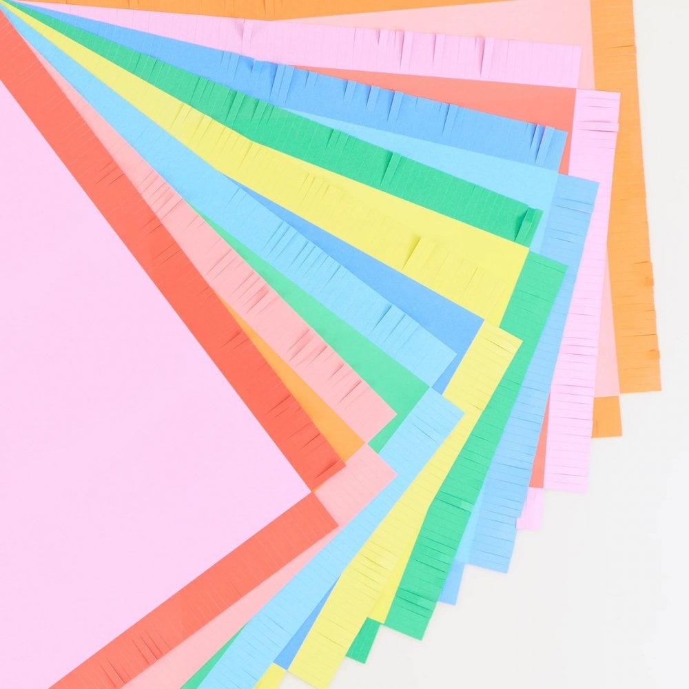 12 BRIGHT FRINGED PAPER PLACEMATS