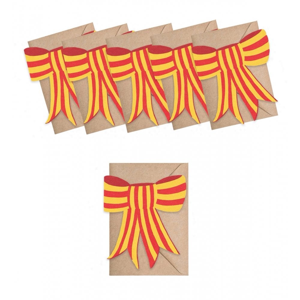 6 MINI CARDS - RED STRIPE BOW