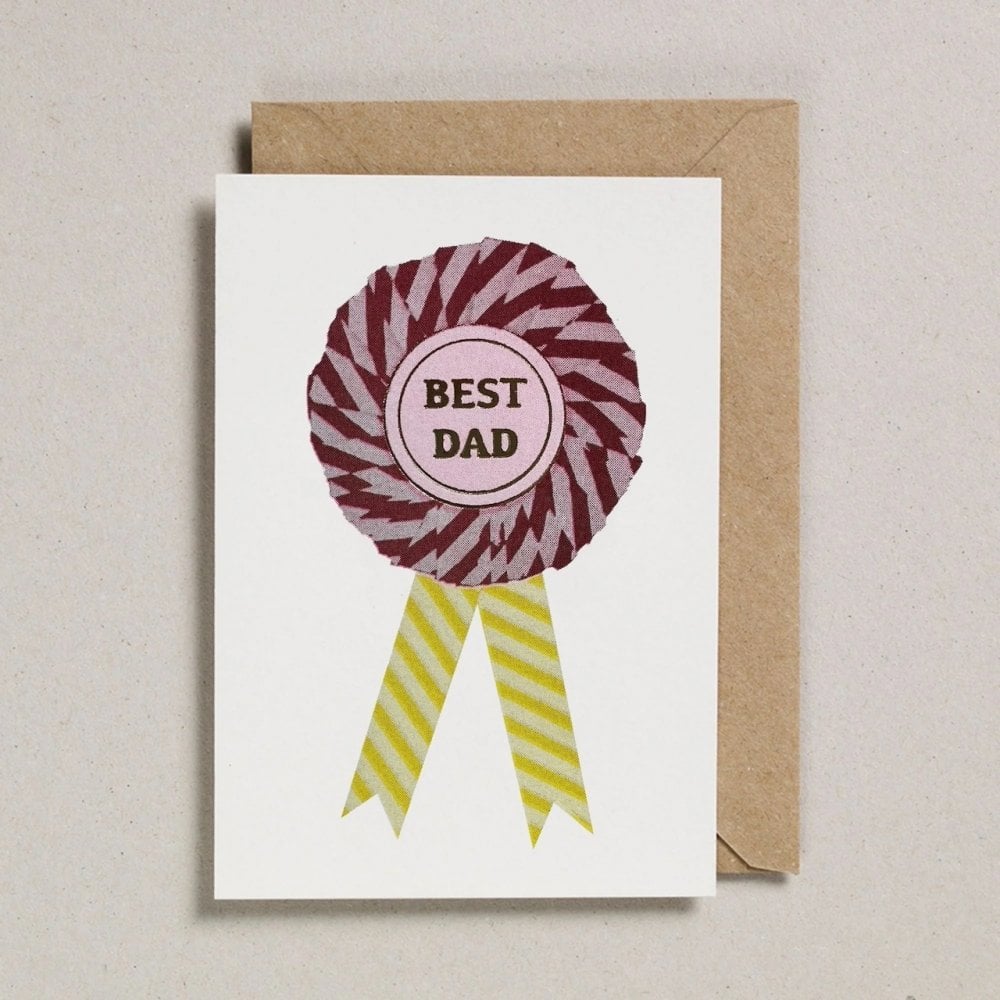 BEST DAD ROSETTE CARD - PLUM/YELLOW