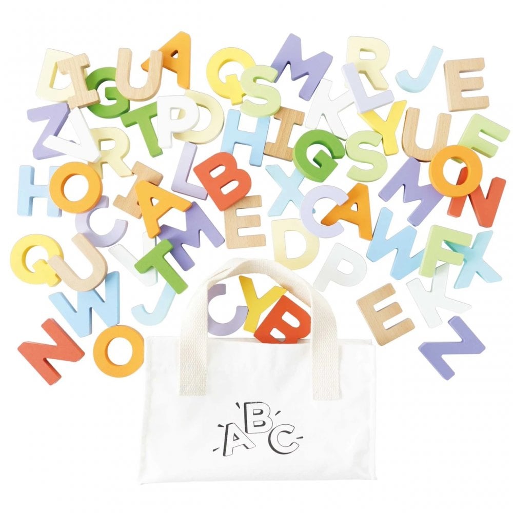 WOODEN ALPHABET SET & BAG