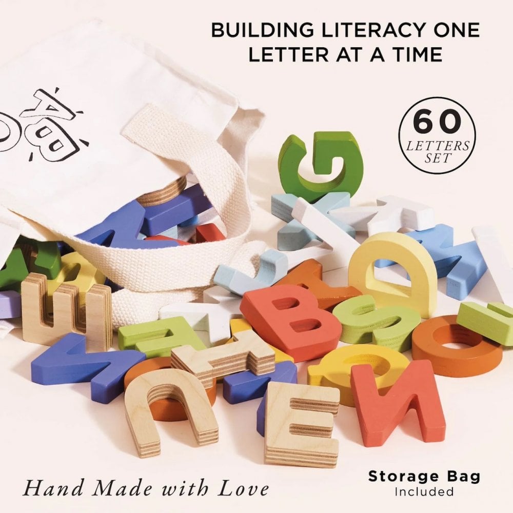 WOODEN ALPHABET SET & BAG