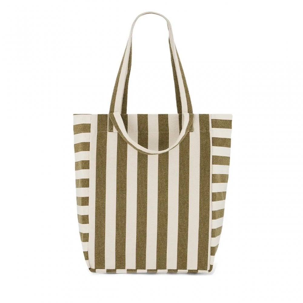 ELISABETH TOTE BAG - OLIVE / GREIGE STRIPES