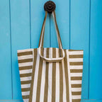 ELISABETH TOTE BAG - OLIVE / GREIGE STRIPES