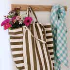 ELISABETH TOTE BAG - OLIVE / GREIGE STRIPES