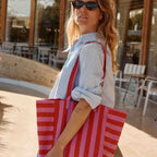 ELISABETH TOTE BAG - ORCHID / TOMATO STRIPES