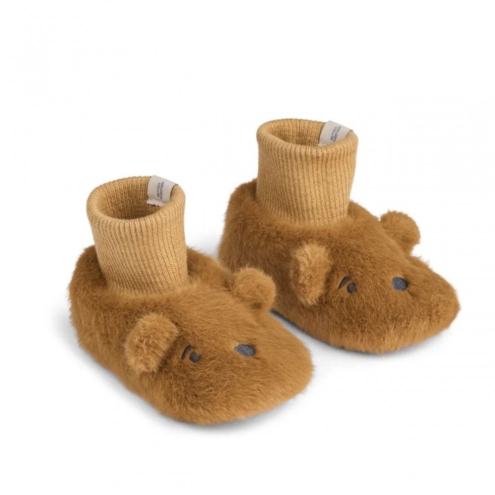 BETH BEAR PLUSH SLIPPERS - GOLDEN CARAMEL