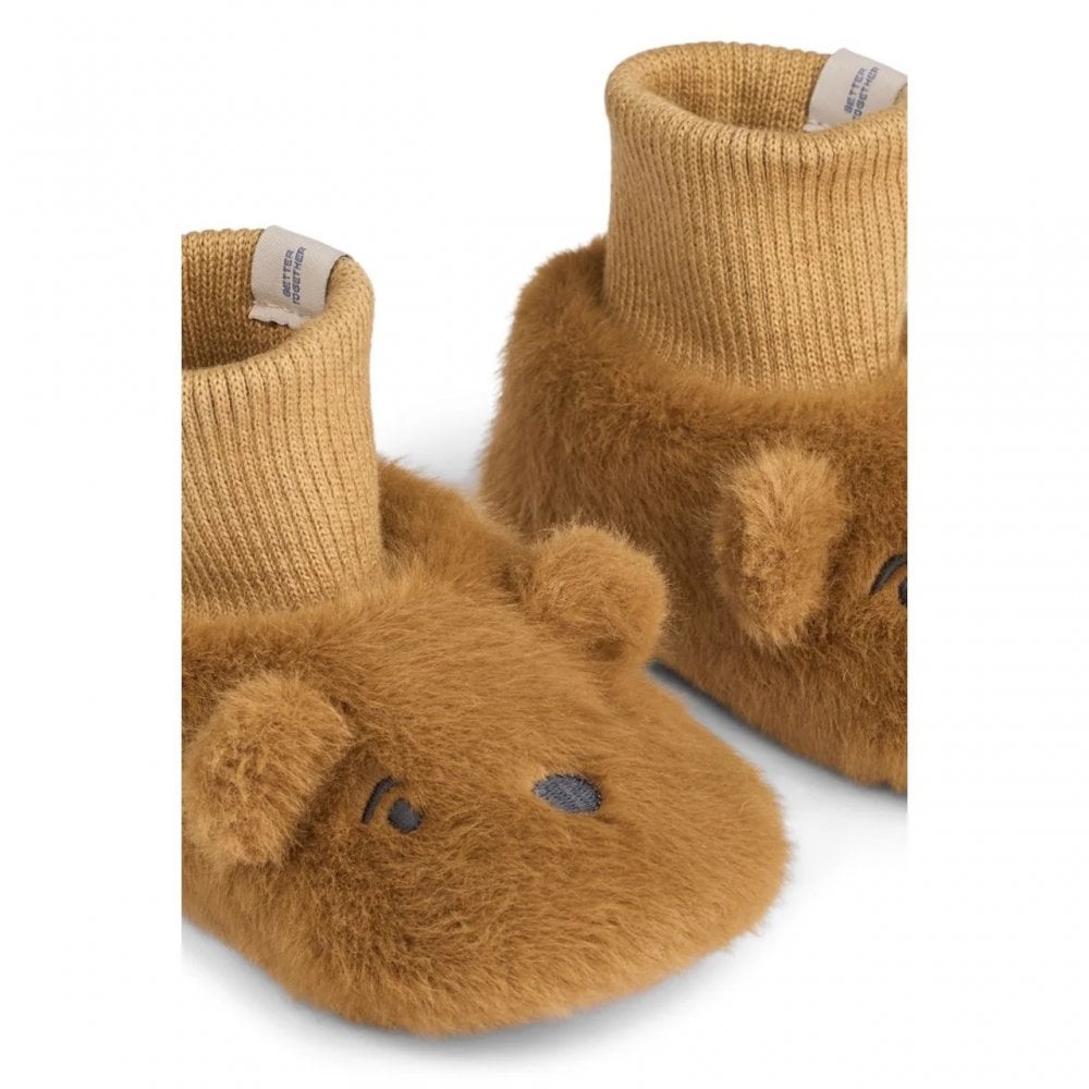 BETH BEAR PLUSH SLIPPERS - GOLDEN CARAMEL