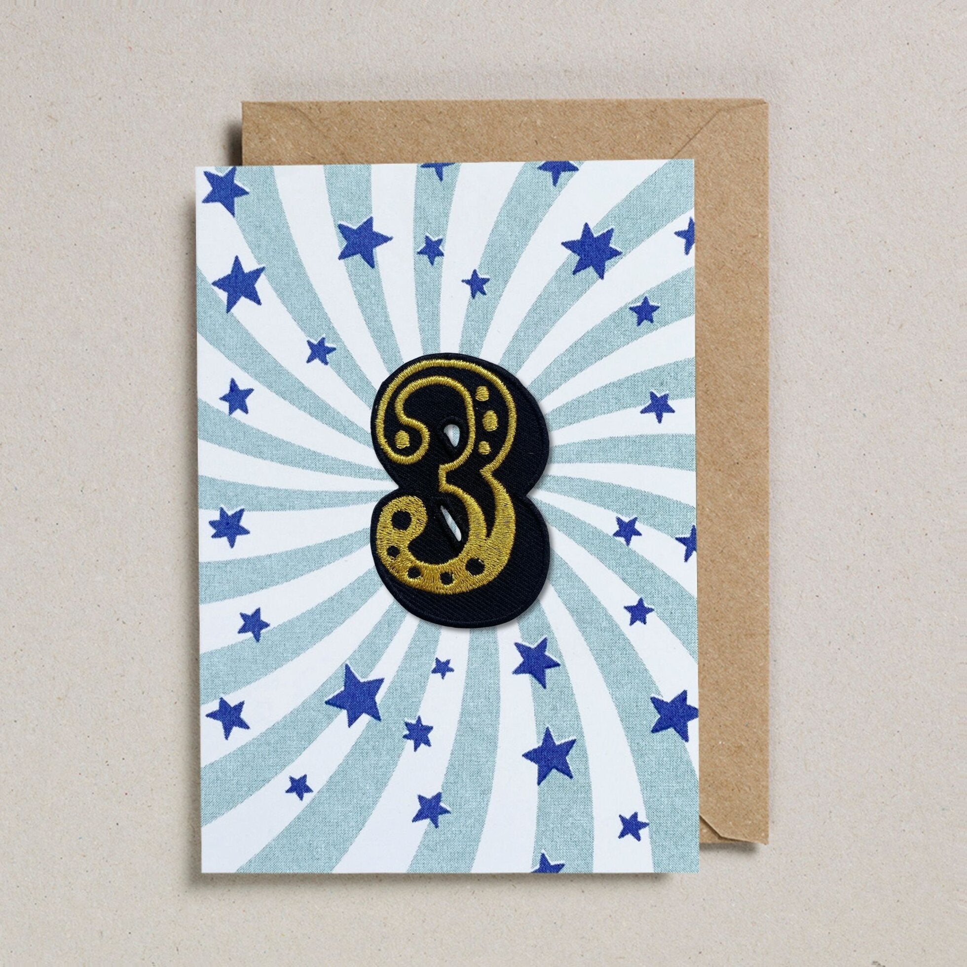 IRON ON PATCH CIRCUS AGE CARD - BLUE