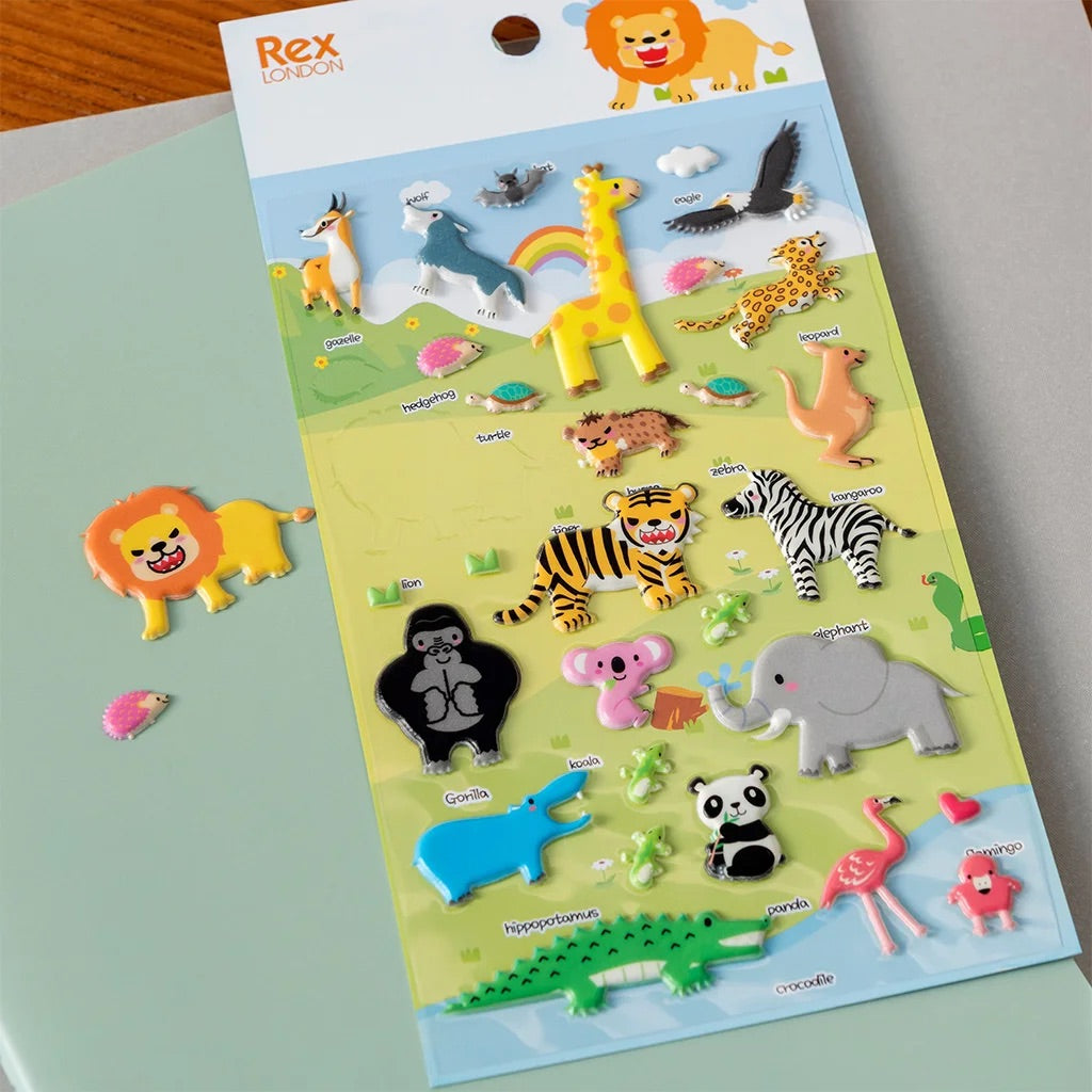 3D PUFFY STICKERS - SAFARI ANIMALS