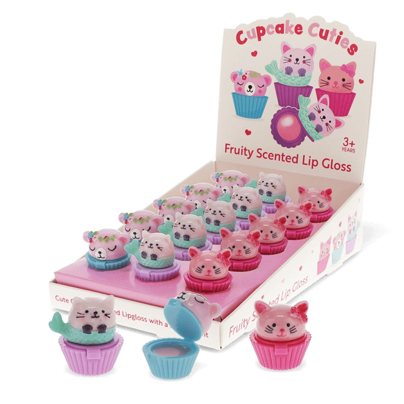MINI BERRY SCENTED LIP GLOSS - CUTE ANIMAL CUPCAKE