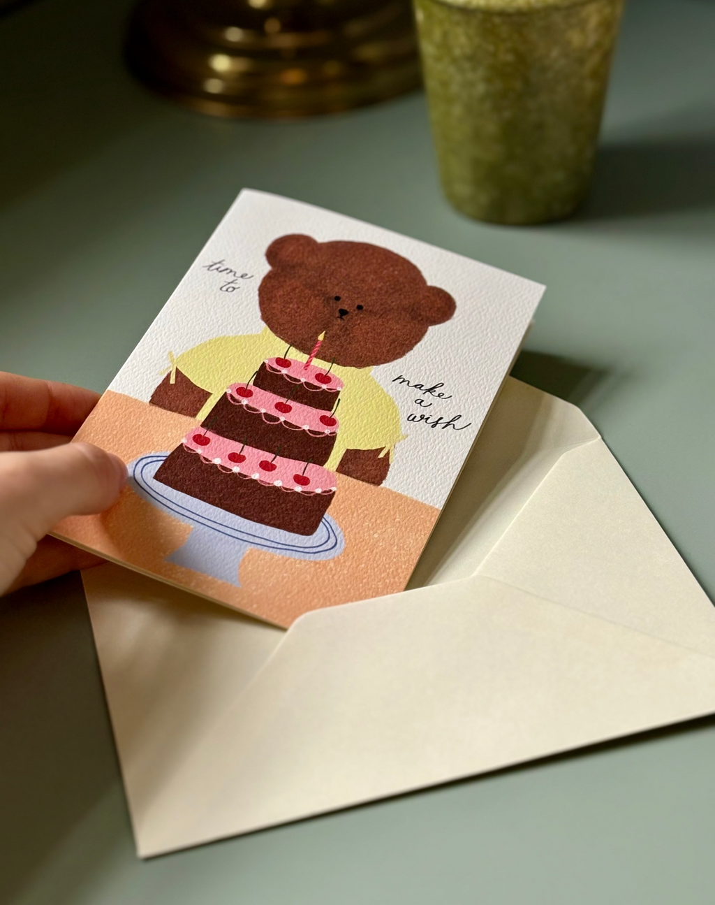 BIRTHDAY CAKE BEAR GREETING CARD