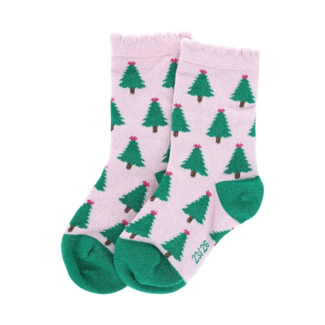 GLITTER CHRISTMAS TREE SOCKS - (SIZE 23-26 /2-4 YEARS)