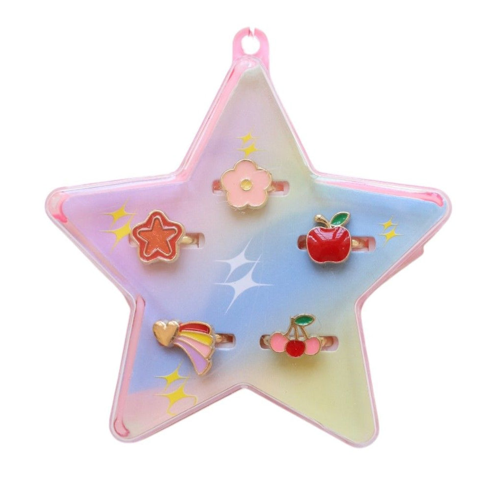 5 PIECE RING SET STAR SHAPED BOX