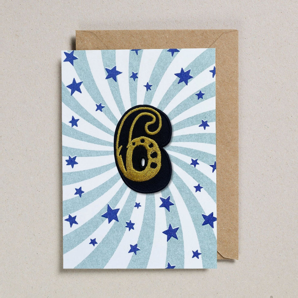 IRON ON PATCH CIRCUS AGE CARD - BLUE