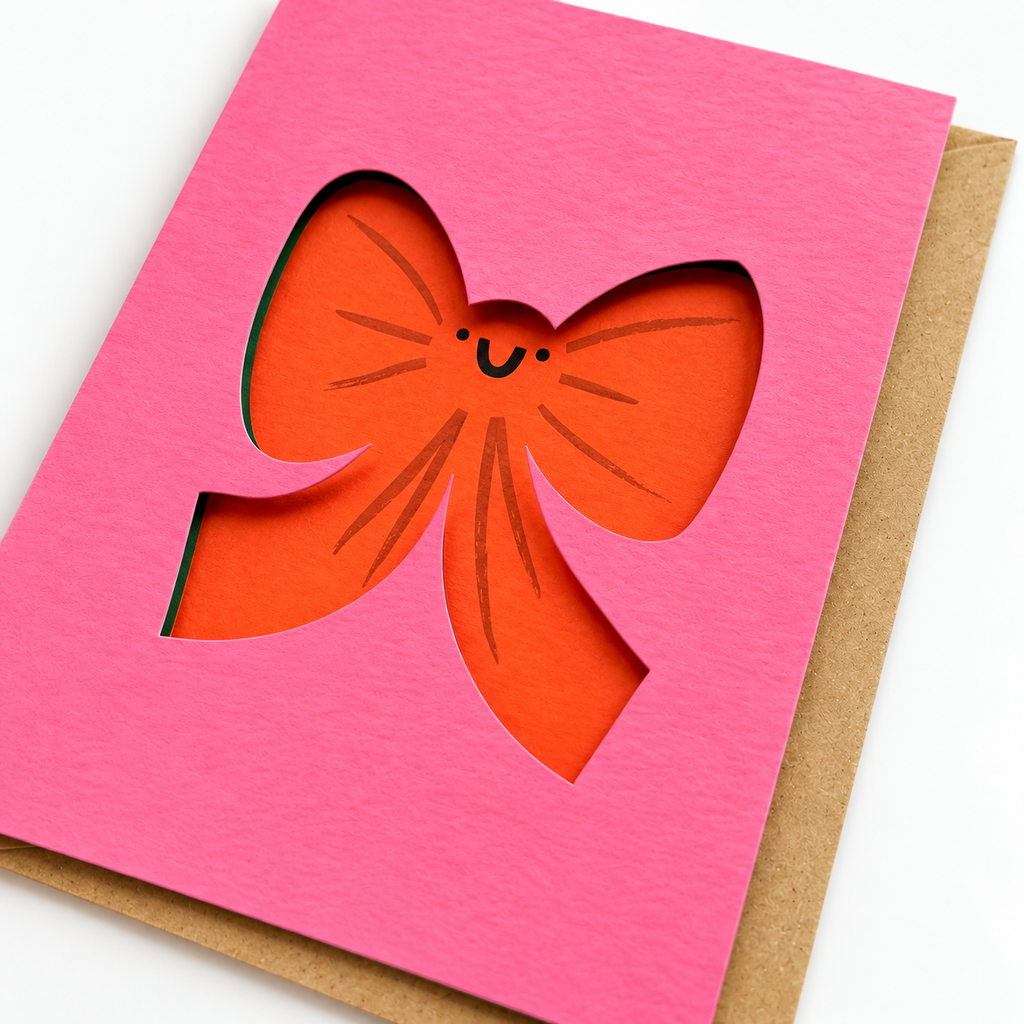DIE CUT CHRISTMAS BOW CARD
