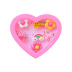 7 PIECE RING SET HEART BOX - UNICORNS, STARS + FLOWERS