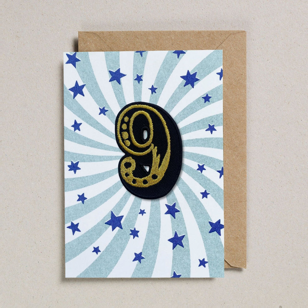 IRON ON PATCH CIRCUS AGE CARD - BLUE
