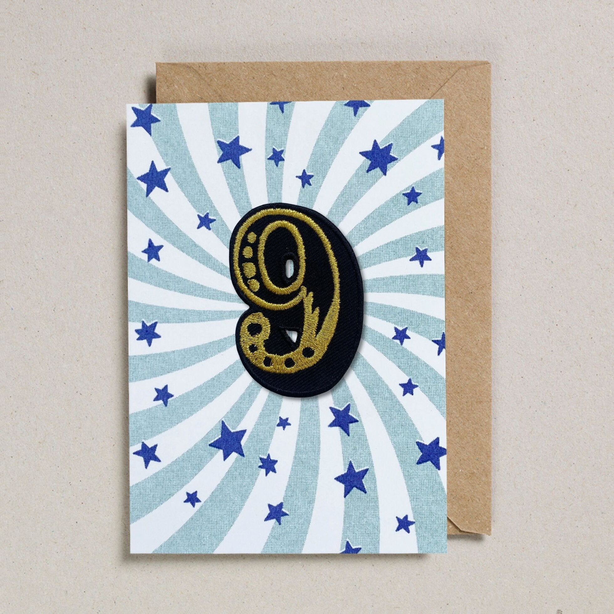 IRON ON PATCH CIRCUS AGE CARD - BLUE