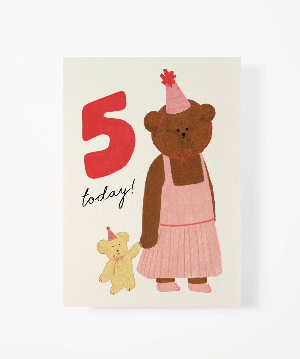 BIRTHDAY BEAR CARD - AGE 5