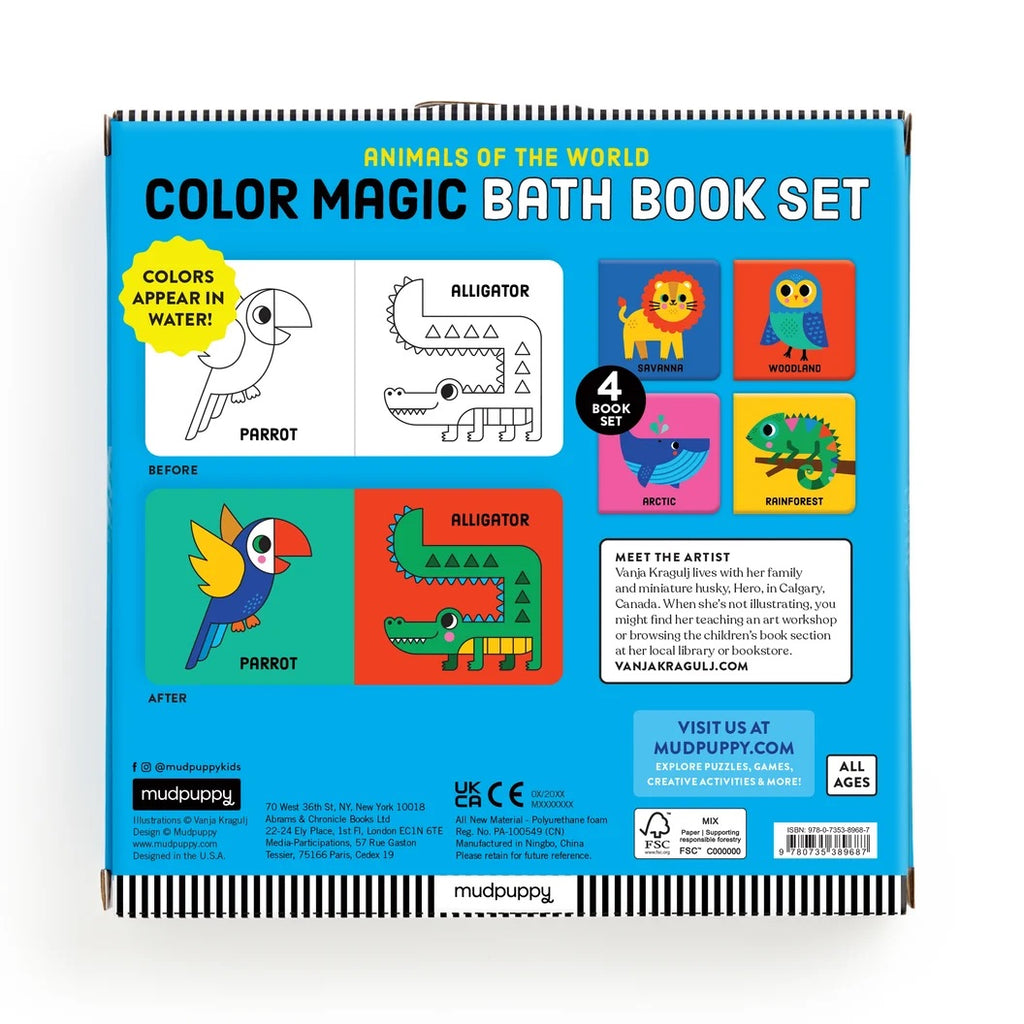 COLOUR MAGIC BATH BOOK SET OF 4 MINI BOOKS - ANIMALS OF THE WORLD