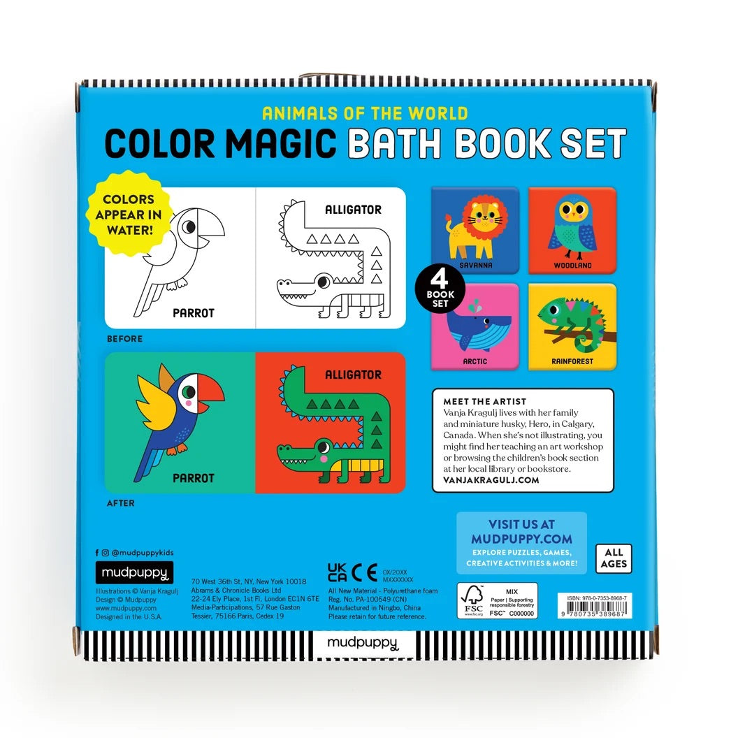 COLOUR MAGIC BATH BOOK SET OF 4 MINI BOOKS - ANIMALS OF THE WORLD