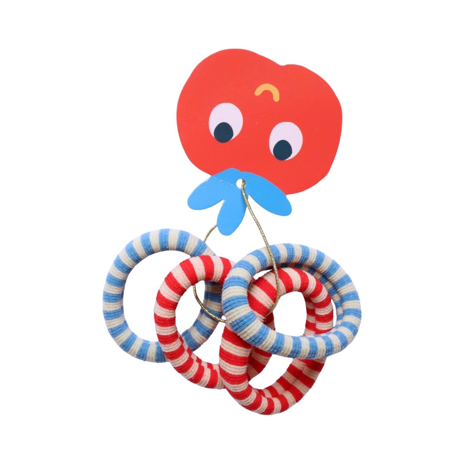 BLUE AND RED STRIPED HAIR BANDS - SET OF 4
