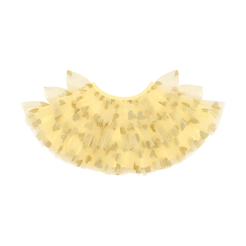 GLITTER HEART CAPE - Lemon/Gold