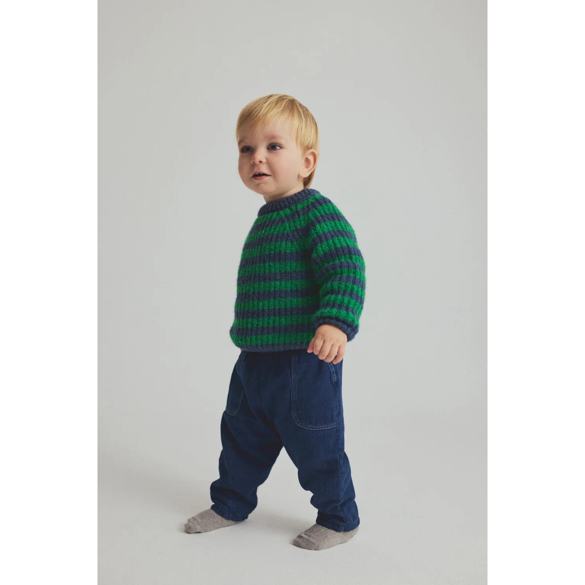 GALO HERRINGBONE TWILL DENIM PANTS - NAVY