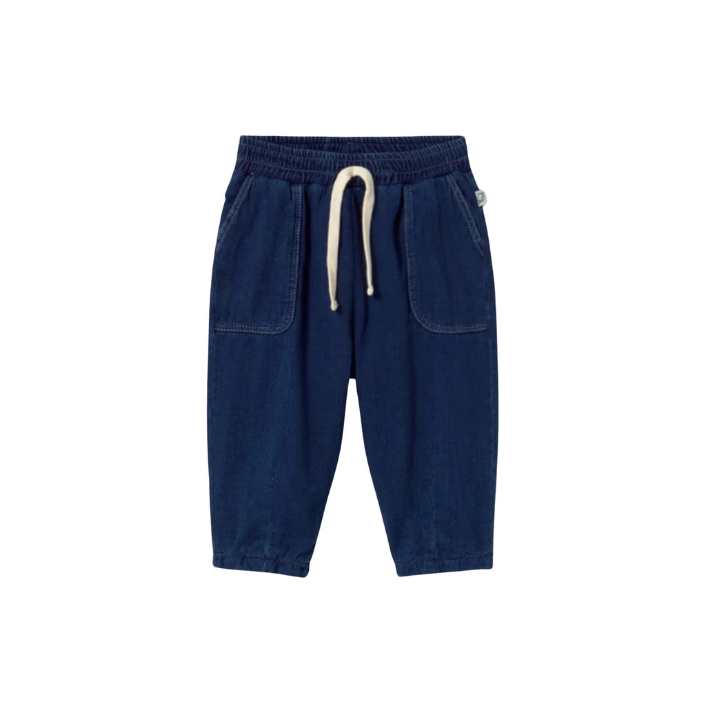 GALO HERRINGBONE TWILL DENIM PANTS - NAVY