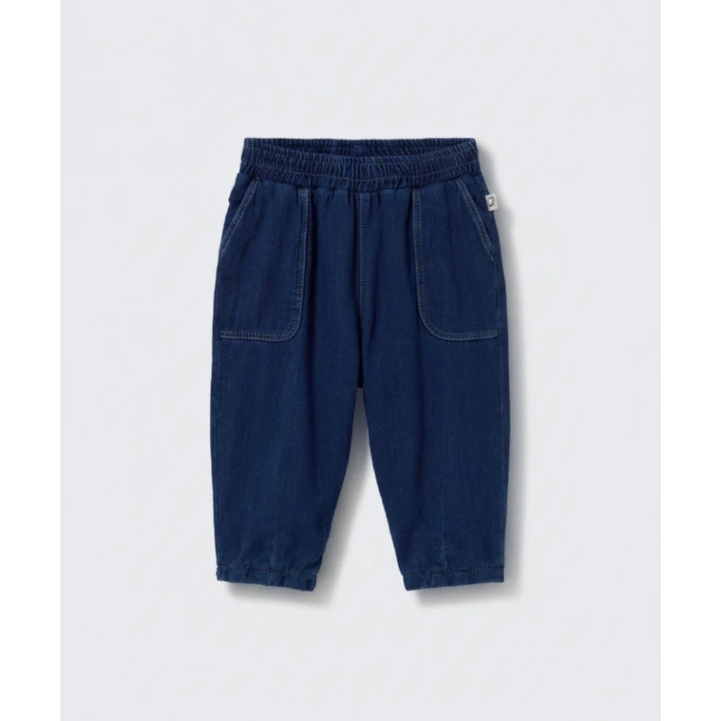 GALO HERRINGBONE TWILL DENIM PANTS - NAVY