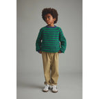 VIGO KNIT KIDS STRIPE SWEATER - GRASS NAVY