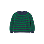 VIGO KNIT STRIPE BABY SWEATER - GRASS NAVY