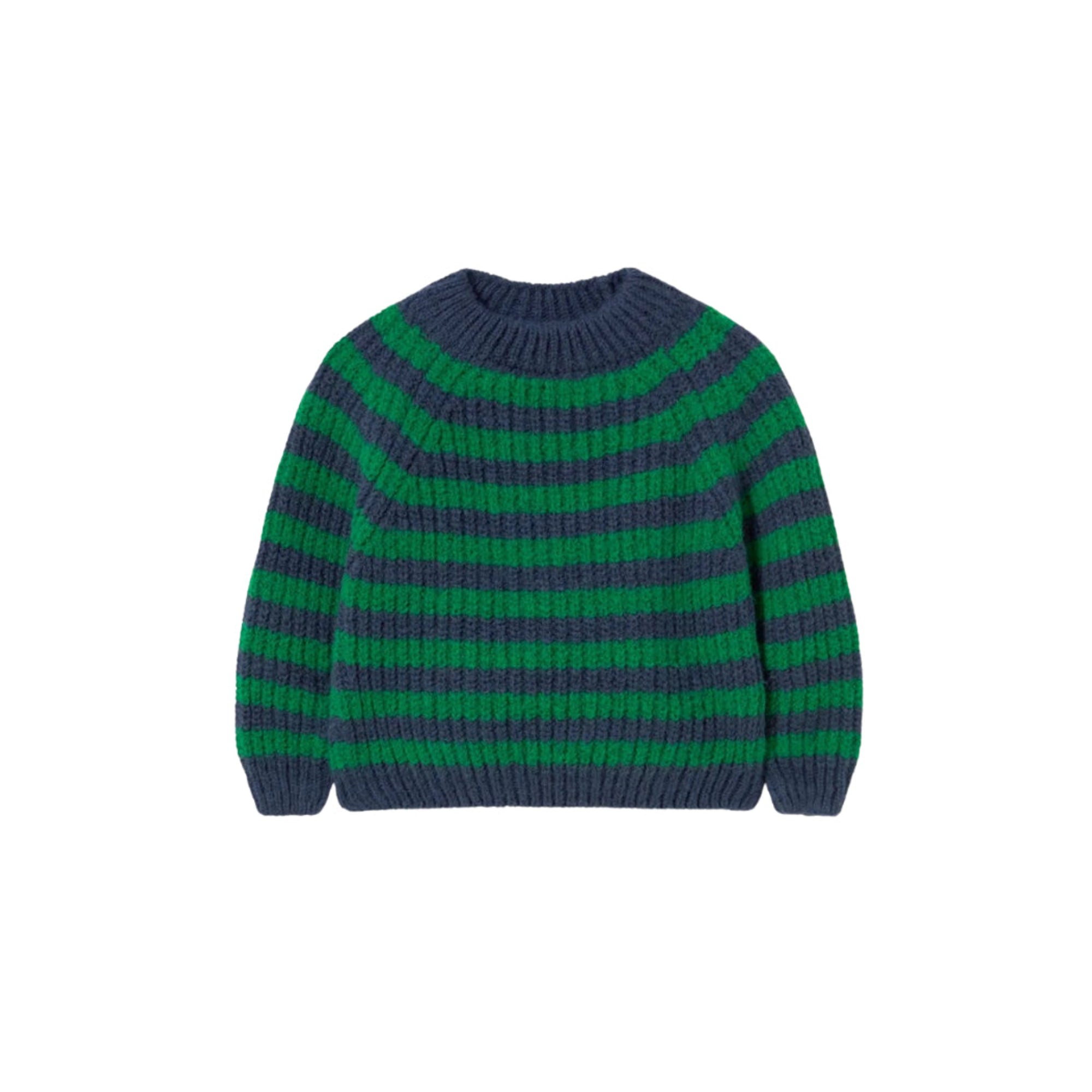 VIGO KNIT STRIPE BABY SWEATER - GRASS NAVY
