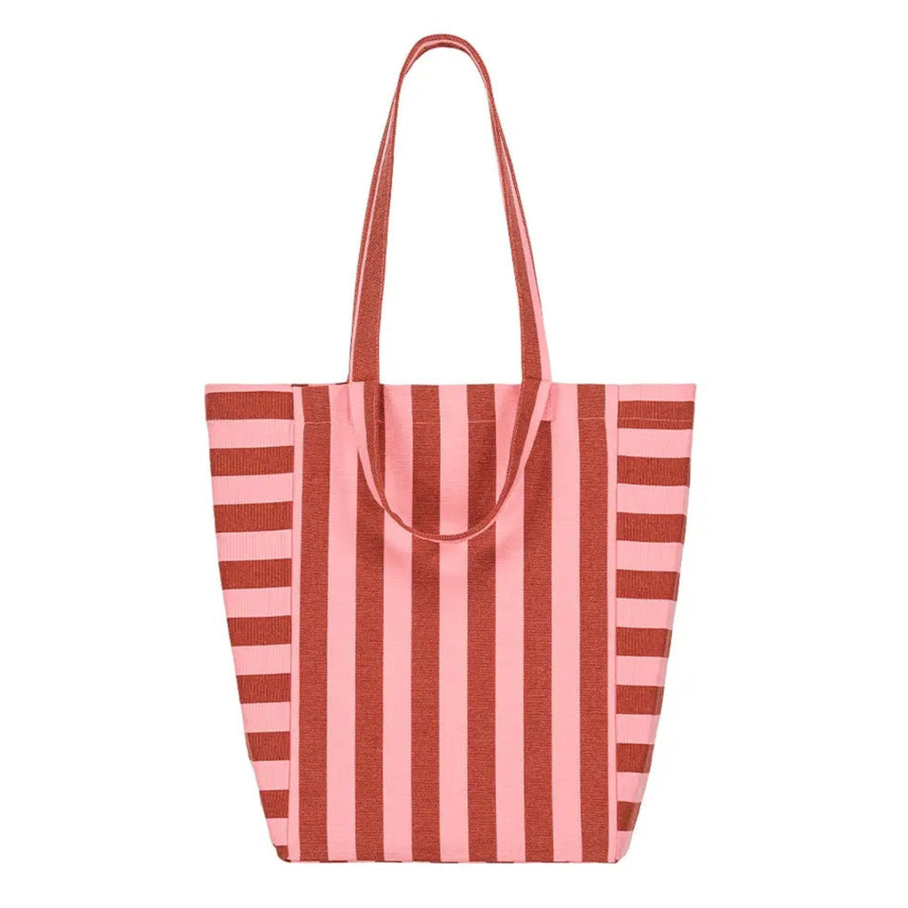 ELISABETH TOTE BAG -BRICK/PINK STRIPES