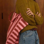 ELISABETH TOTE BAG -BRICK/PINK STRIPES