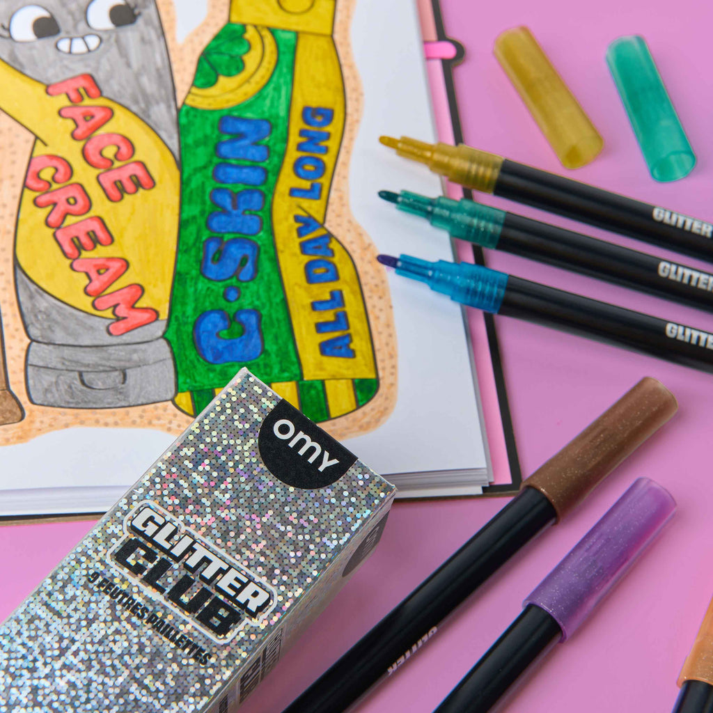 9 GLITTER MARKER PENS
